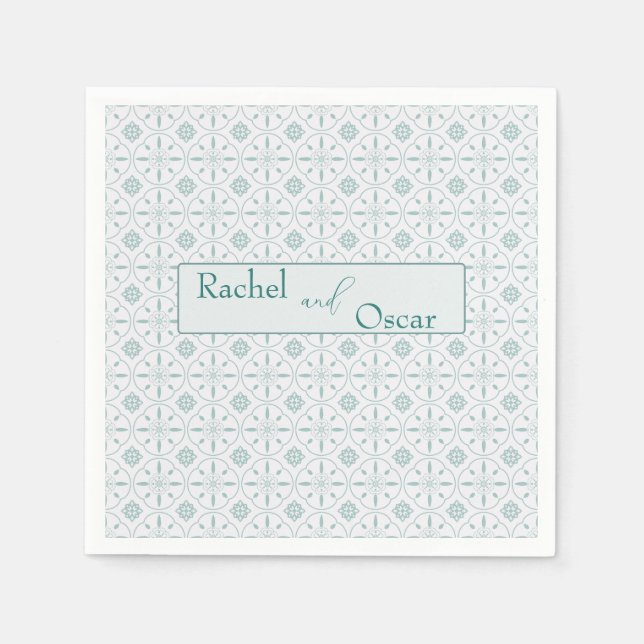 Pastel blue pattern wedding  napkin (Front)