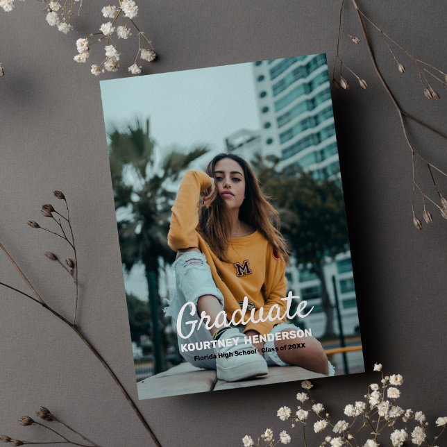 Pastel Blue Photo Graduation Party Invitation (Pastel Blue Photo Graduation Party)