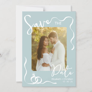 Pastel Blue Photo Whimsical Romantic Save the Date Magnetic Invitation