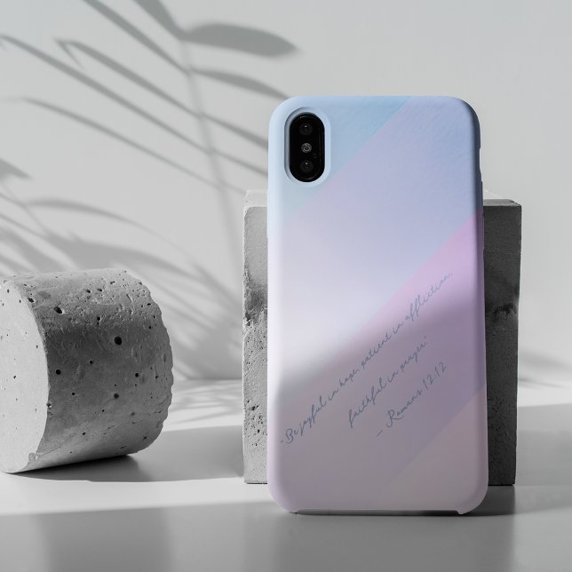 Pastel Blue Pink Calligraphy Bible Quote Case-Mate iPhone Case (Creator Uploaded)
