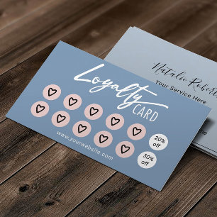 Pastel Blue & Pink Hearts Beauty Salon Spa Loyalty