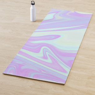 Pastel Blue Pink Liquid Marble Swirl Yoga Mat