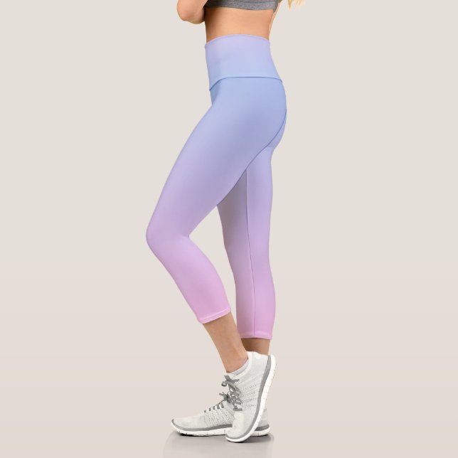 Pastel Blue Pink Ombre Capri Leggings (Left)