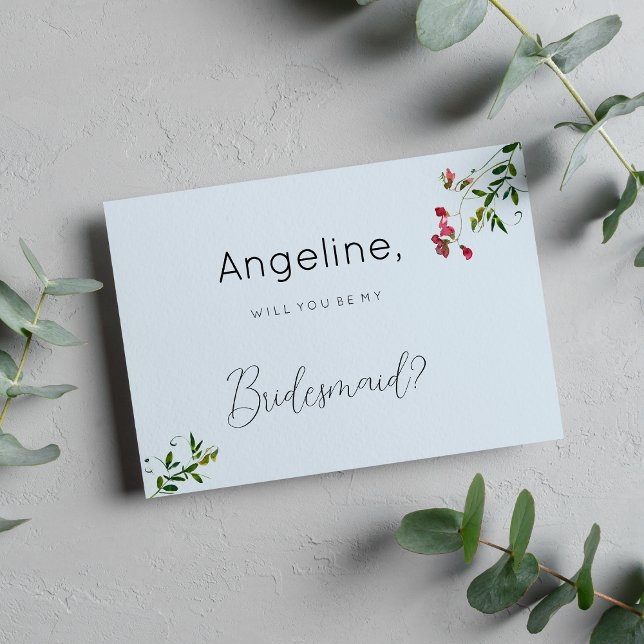 Pastel blue pink red green flowers Bridesmaid Invitation (Pastel blue pink red green flowers Bridesmaid)