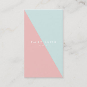 Pastel Blue Pink Social Media Colour Block Diagona Business Card