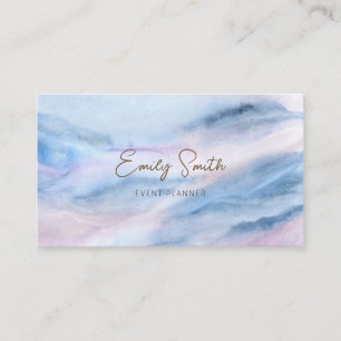 Pastel Blue Pink Watercolor Marble Abstract  Business Card