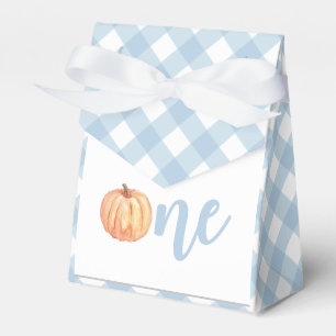 pastel blue plaid first birthday favour box