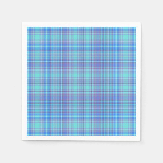 Pastel Blue Plaid Napkin (Front)