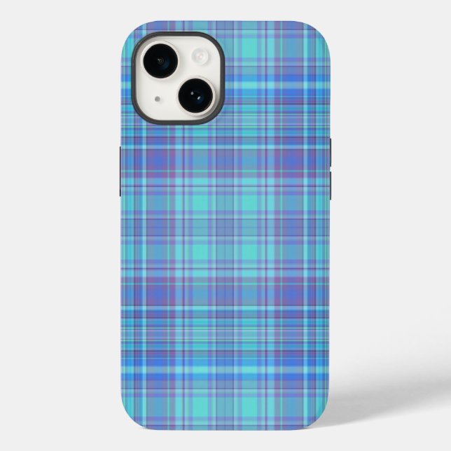 Pastel Blue Plaid Pattern Case-Mate iPhone Case (Back)