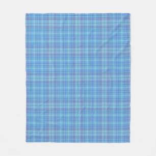 Pastel Blue Plaid Pattern Fleece Blanket