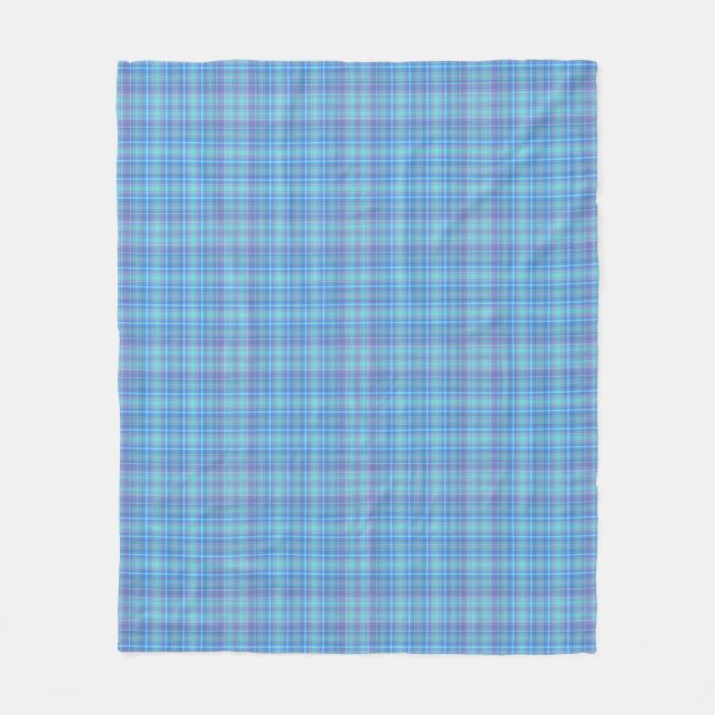 Pastel Blue Plaid Pattern Fleece Blanket (Front)