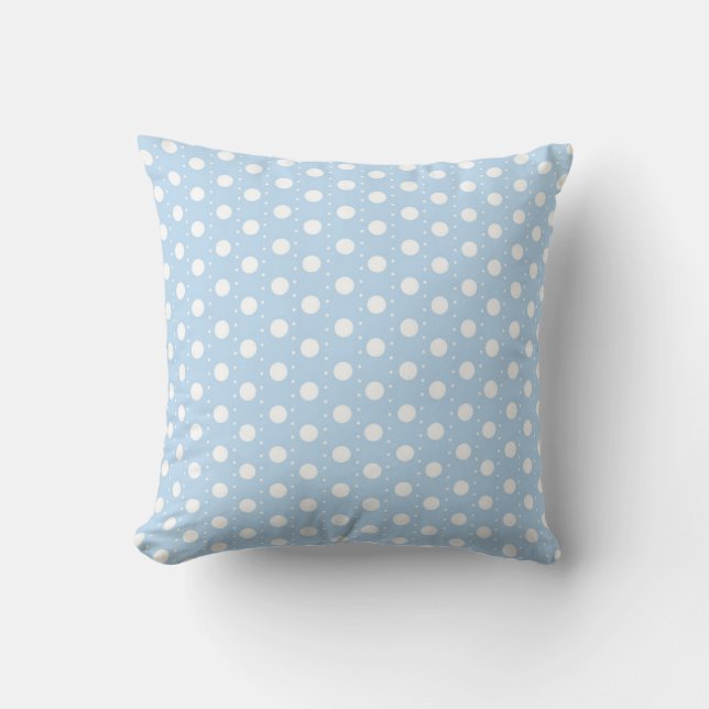 Pastel Blue Polka Dot Pattern Cushion (Front)