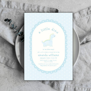 Pastel Blue Prehistoric Dinosaur Boy Baby Shower Invitation