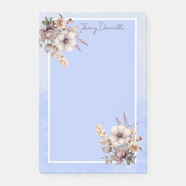 Pastel Blue Pretty Floral Custom Post-it Notes (Creator Uploaded)