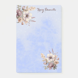Pastel Blue Pretty Floral Custom Post-it Notes
