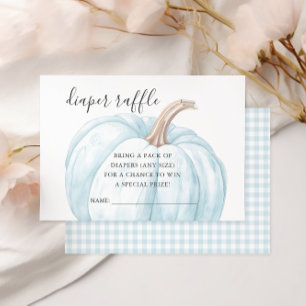 Pastel Blue Pumpkin Baby Shower Diaper Raffle Card