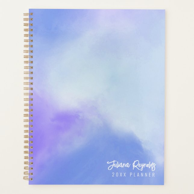 Pastel Blue & Purple Abstract Art Planner (Front)