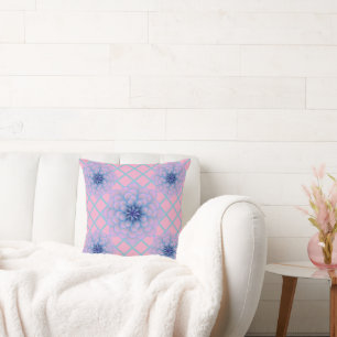 Pastel Blue Purple Floral Pattern Aesthetic Seamle Cushion