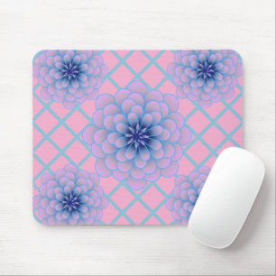 Pastel Blue Purple Floral Pattern Aesthetic Seamle Mouse Mat