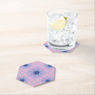 Pastel Blue Purple Floral Pattern Aesthetic Seamle Paper Coaster