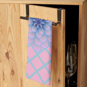 Pastel Blue Purple Floral Pattern Aesthetic Seamle Tea Towel