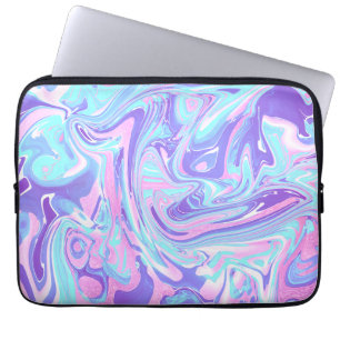 Pastel Blue & Purple Marble Liquid Texture Laptop Sleeve
