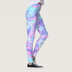 Pastel Blue & Purple Marble Liquid Texture Leggings