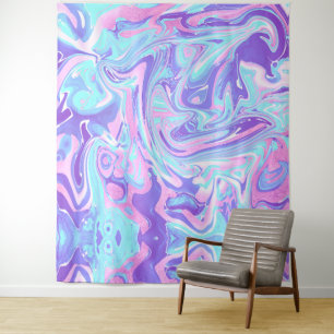 Pastel Blue & Purple Marble Liquid Texture Tapestry