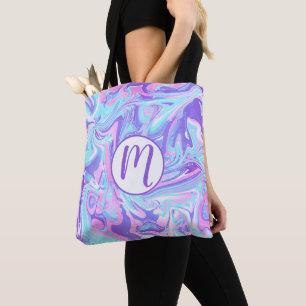 Pastel Blue & Purple Marble Liquid Texture Tote Bag