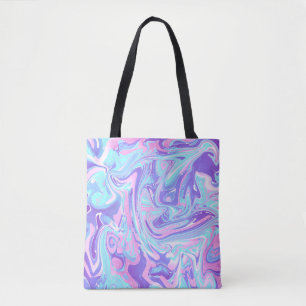 Pastel Blue & Purple Marble Liquid Texture Tote Bag
