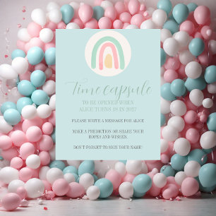 Pastel blue rainbow 1st Birthday Time Capsule   Poster