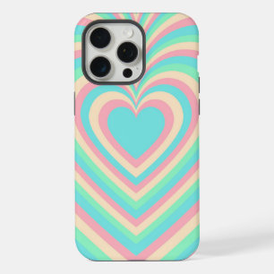 Pastel Blue Rainbow Hypnotic Heart Love Pattern iPhone 15 Pro Max Case