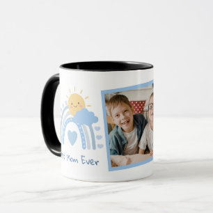 Pastel Blue Rainbow Photo Best Mom Ever Mug