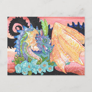 Pastel Blue Rose Dragon Postcard