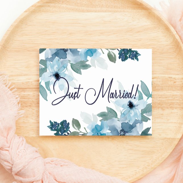 Pastel Blue Roses Floral Wedding Just Married (Creator Uploaded)