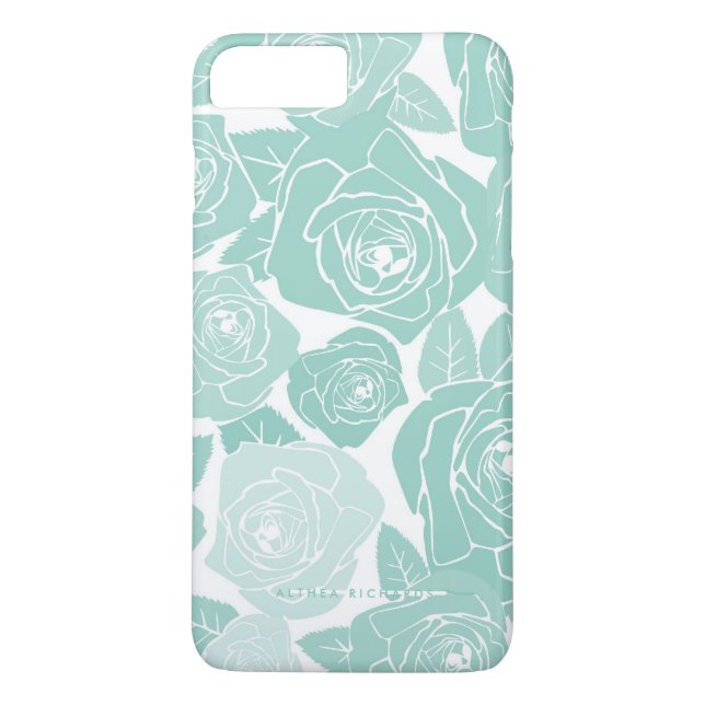 Pastel Blue Roses Personalised iPhone 7 Plus Case (Back)