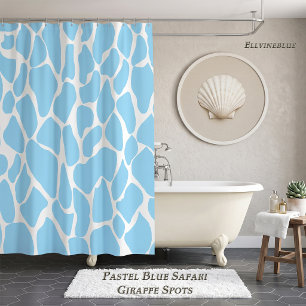 Pastel Blue Safari Giraffe Spots Bathroom Decor Shower Curtain