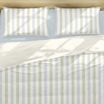 Pastel Blue Sage Green Stripe Boho Farmhouse