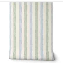 Pastel Blue Sage Green Stripe Boho Farmhouse