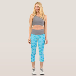 Pastel Blue Sea Water Waves Peaceful Ocean Capri Leggings