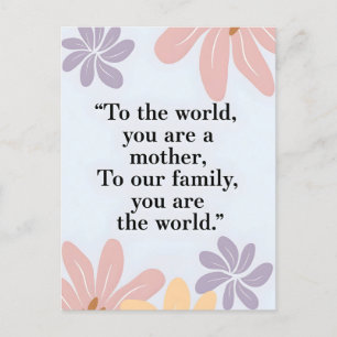 Pastel blue Sentimental Mothers Day Quote Holiday Postcard