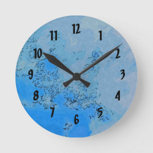 Pastel Blue Skies Design Round Clock
