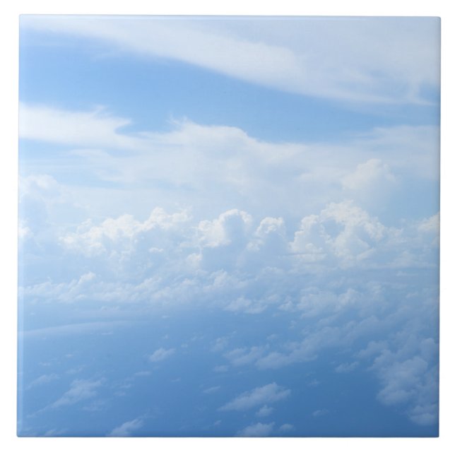 Pastel blue sky, fluffy white clouds tile (Front)