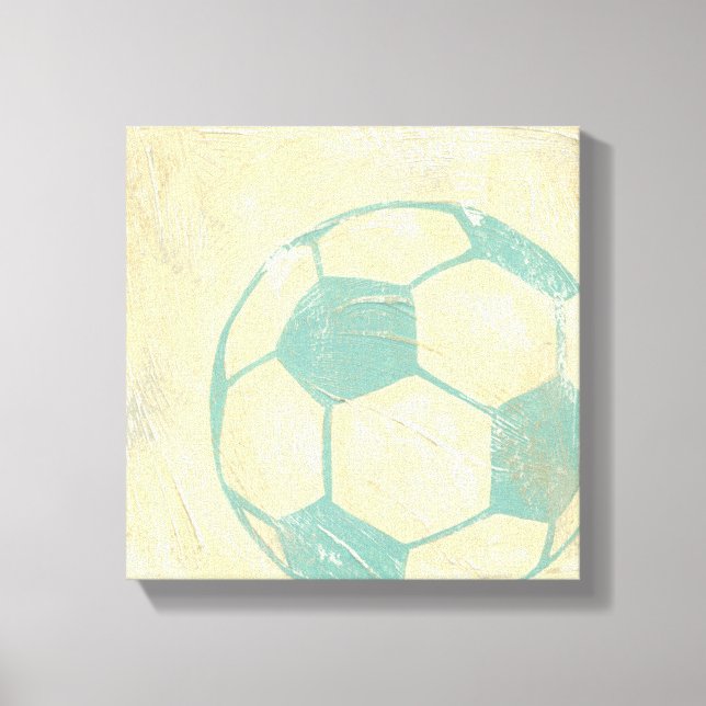 Pastel Blue Soccer Ball by Chariklia Zarris Canvas Print (Front)