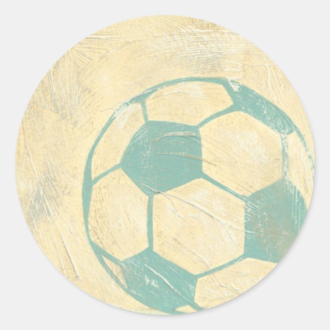 Pastel Blue Soccer Ball by Chariklia Zarris Classic Round Sticker (Front)