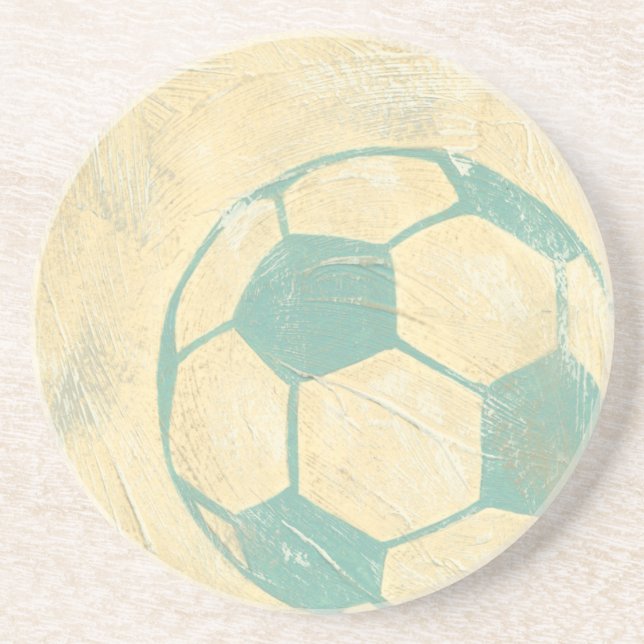 Pastel Blue Soccer Ball by Chariklia Zarris Coaster (Front)