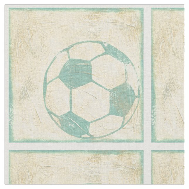 Pastel Blue Soccer Ball by Chariklia Zarris Fabric (Close Up)