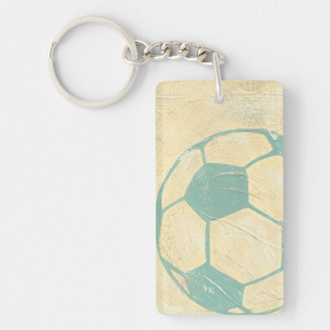Pastel Blue Soccer Ball by Chariklia Zarris Key Ring (Front)