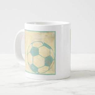 Pastel Blue Soccer Ball by Chariklia Zarris Large Coffee Mug