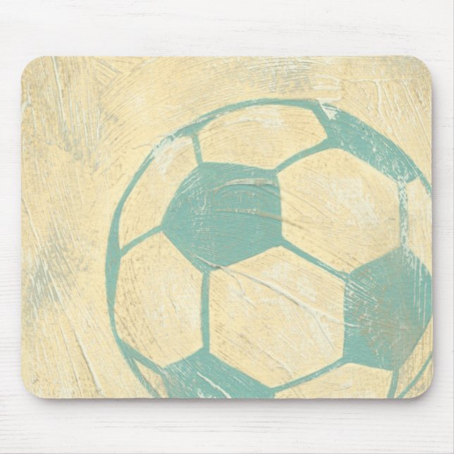 Pastel Blue Soccer Ball by Chariklia Zarris Mouse Mat (Front)